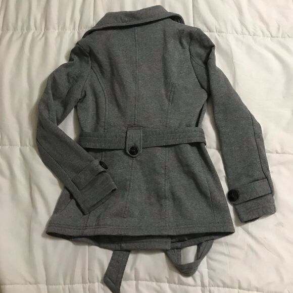 J2 Grey Belted Double Breasted Pea Coat Size XS - Picture 6 of 7